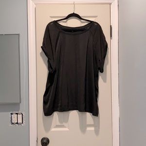Sheer sleeve black blouse
